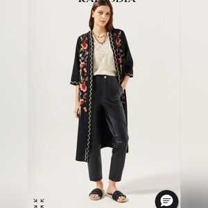 Embroidered Black Cardigan